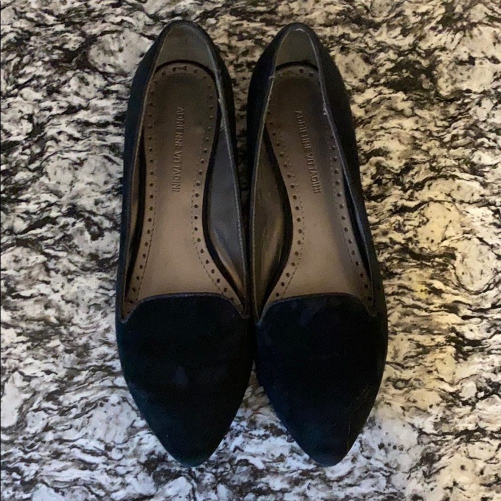 Adrienne Vittadini black suede flats: size 7.5